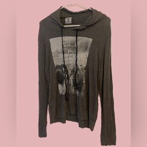 Extra soft retro look Gray Graphic oversized Hoodie M/L